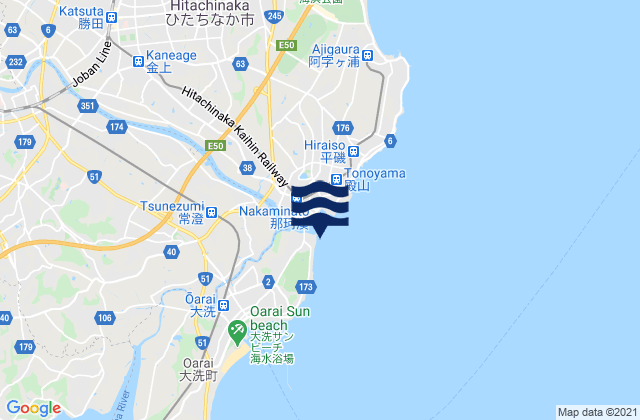 Mappa delle maree di Nakaminato, Japan