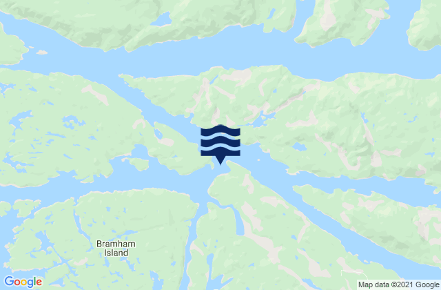 Mappa delle maree di Nakwakto Rapids, Canada