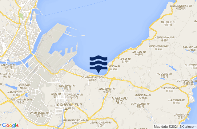 Mappa delle maree di Nam-gu, South Korea