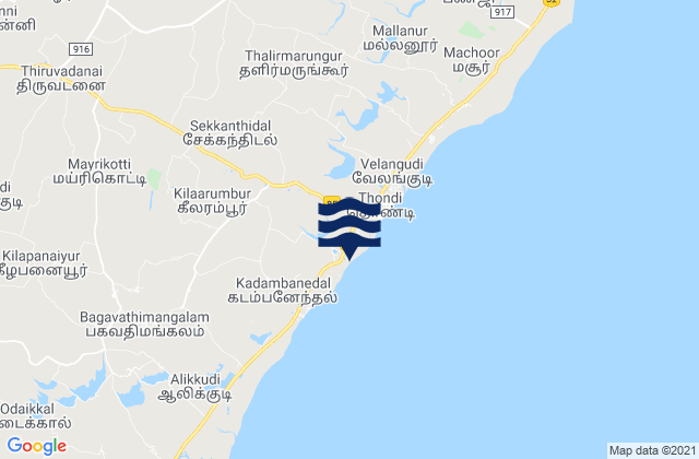 Mappa delle maree di Nambutalai, India