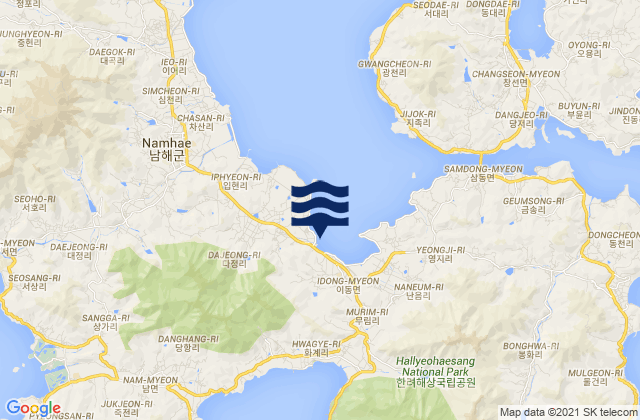 Mappa delle maree di Namhae-gun, South Korea