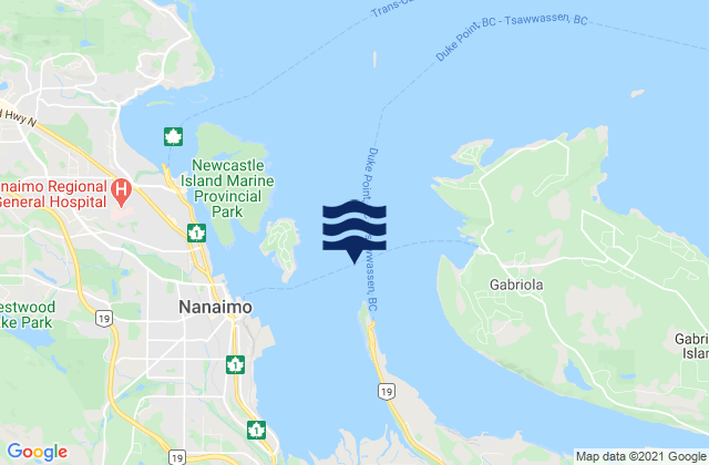 Mappa delle maree di Nanaimo Harbour, Canada