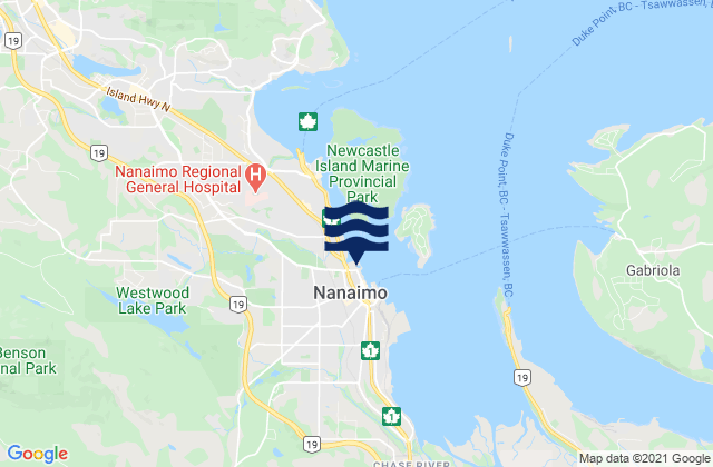 Mappa delle maree di Nanaimo, Canada