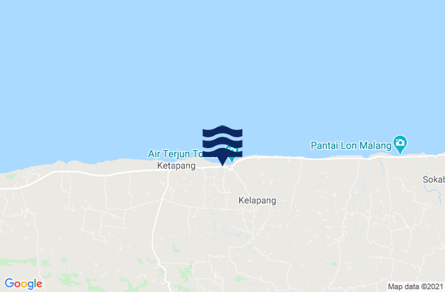 Mappa delle maree di Nanger, Indonesia