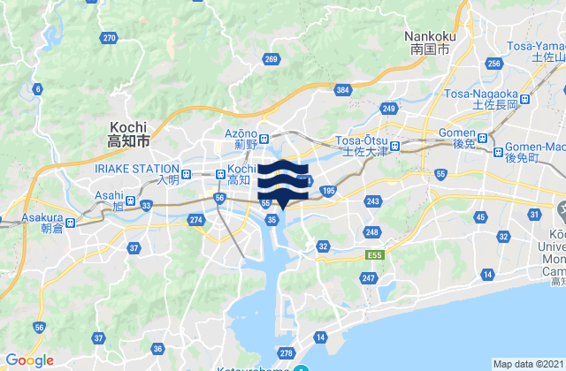 Mappa delle maree di Nankoku Shi, Japan