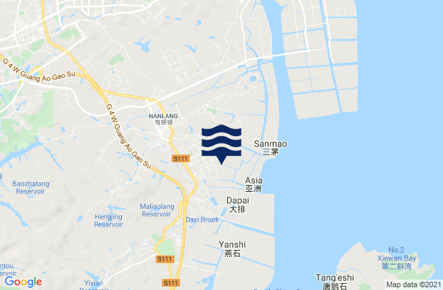 Mappa delle maree di Nanlang, China
