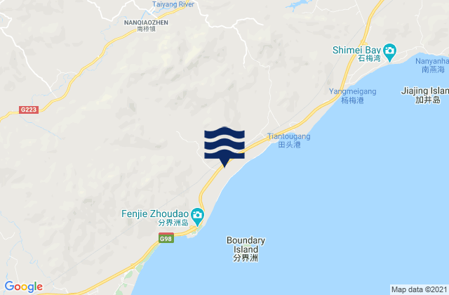 Mappa delle maree di Nanqiao, China