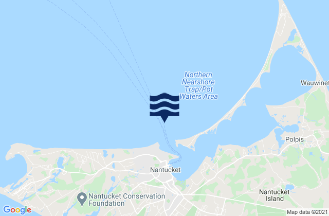 Mappa delle maree di Nantucket Harbor entrance channel, United States
