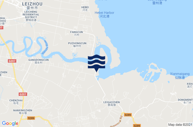 Mappa delle maree di Nanxing, China