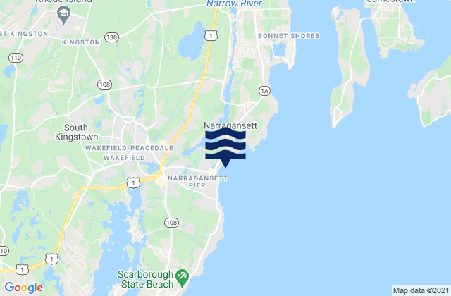 Mappa delle maree di Narragansett Beach, United States