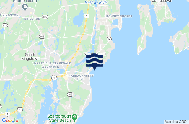 Mappa delle maree di Narragansett Town Beach, United States