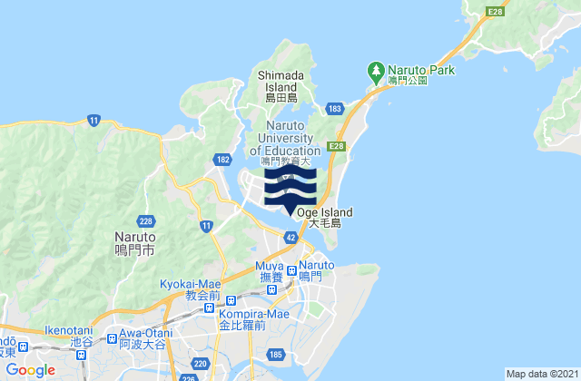 Mappa delle maree di Narutochō-mitsuishi, Japan