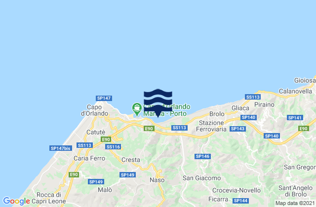 Mappa delle maree di Naso, Italy