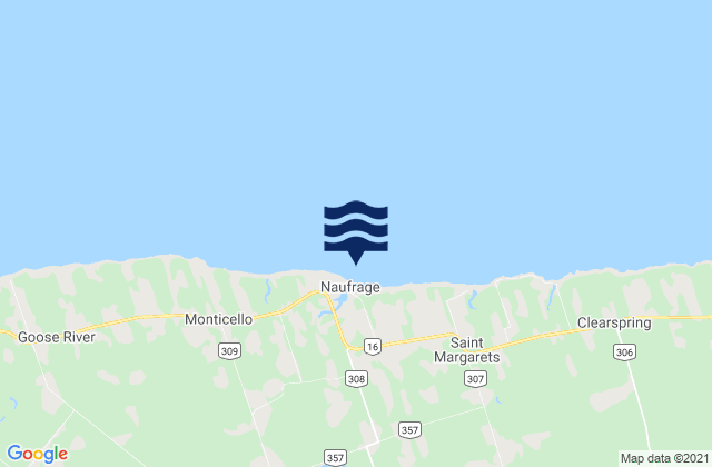 Mappa delle maree di Naufrage, Canada