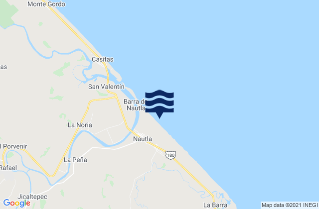 Mappa delle maree di Nautla, Mexico
