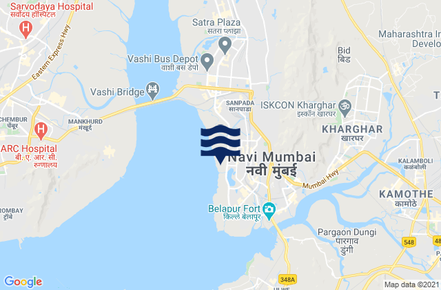 Mappa delle maree di Navi Mumbai, India