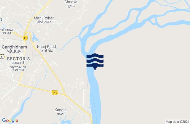 Mappa delle maree di Navi Wat, India