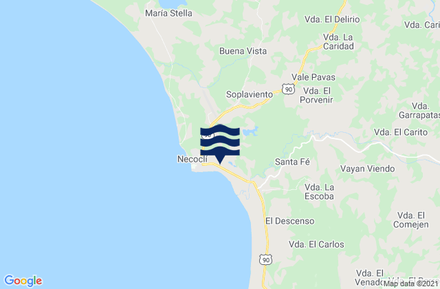 Mappa delle maree di Necoclí, Colombia