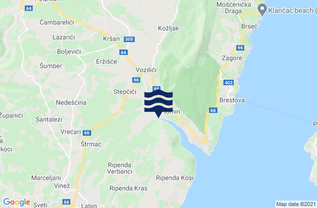 Mappa delle maree di Nedeščina, Croatia