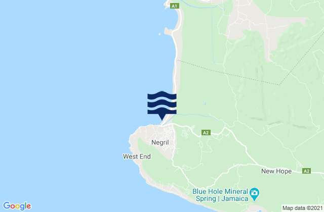 Mappa delle maree di Negril, Jamaica