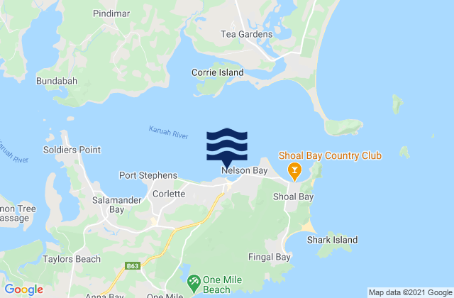 Mappa delle maree di Nelson Bay, Australia