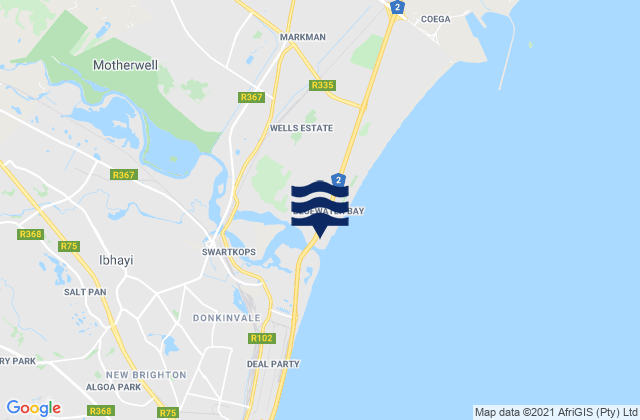 Mappa delle maree di Nelson Mandela Bay Metropolitan Municipality, South Africa