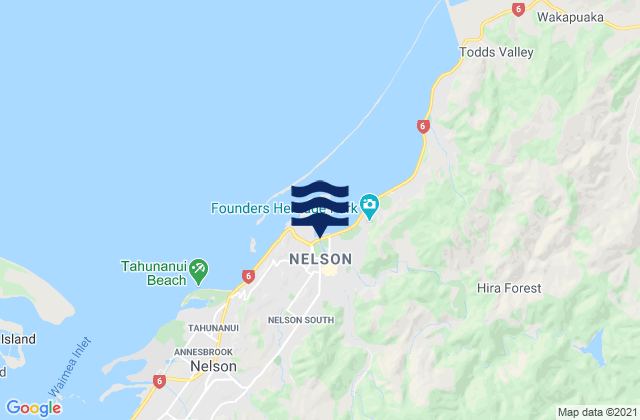 Mappa delle maree di Nelson, New Zealand