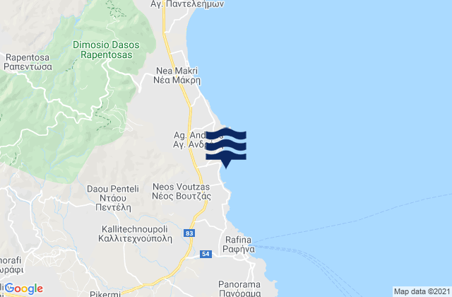 Mappa delle maree di Neos Voutzás, Greece