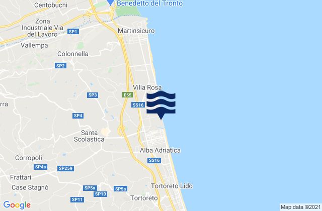 Mappa delle maree di Nereto, Italy