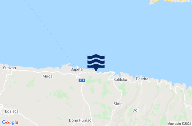 Mappa delle maree di Nerežišća, Croatia