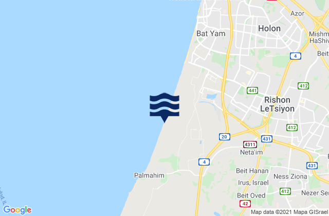 Mappa delle maree di Ness Ziona, Israel
