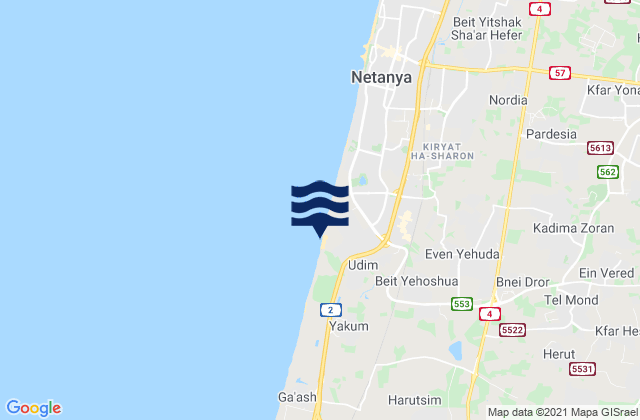 Mappa delle maree di Netanya (Poleg), Palestinian Territory