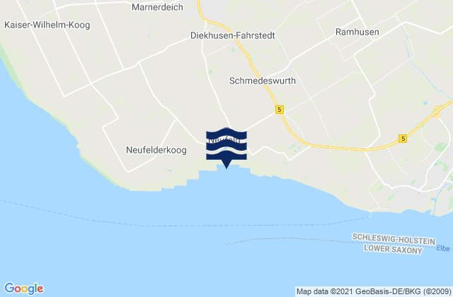 Mappa delle maree di Neufeld Hafen , Denmark