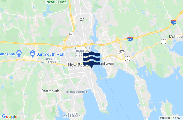 Mappa delle maree di New Bedford, United States