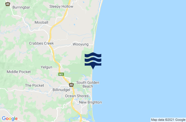 Mappa delle maree di New Brighton Beach, Australia