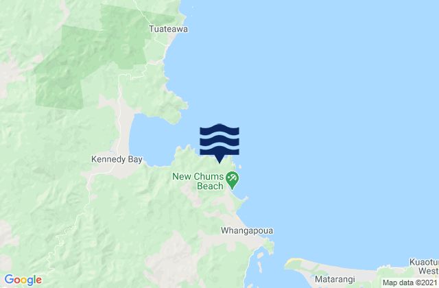 Mappa delle maree di New Chums Beach, New Zealand