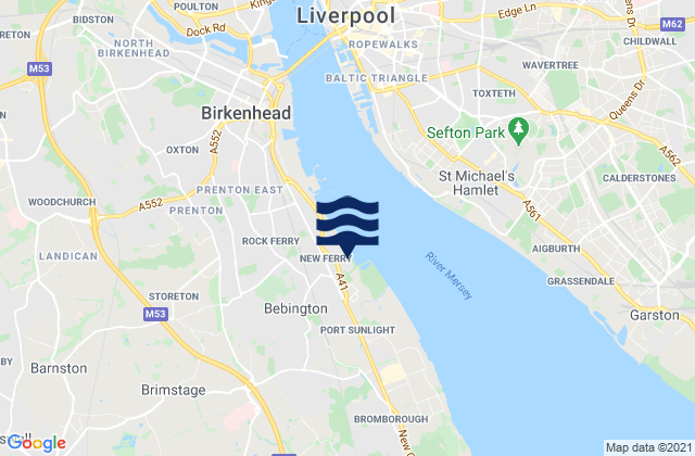 Mappa delle maree di New Ferry, United Kingdom