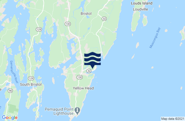 Mappa delle maree di New Harbor Muscongus Bay, United States