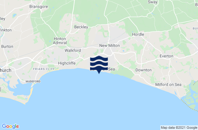 Mappa delle maree di New Milton, United Kingdom