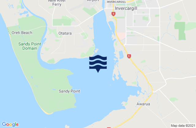 Mappa delle maree di New River Estuary, New Zealand