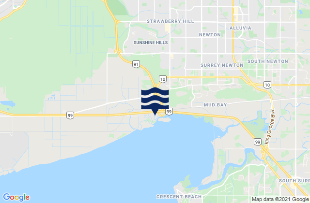 Mappa delle maree di New Westminster, Canada