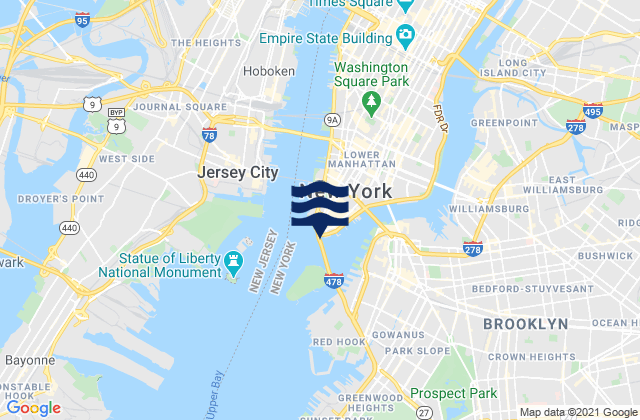 Mappa delle maree di New York (the Battery), United States