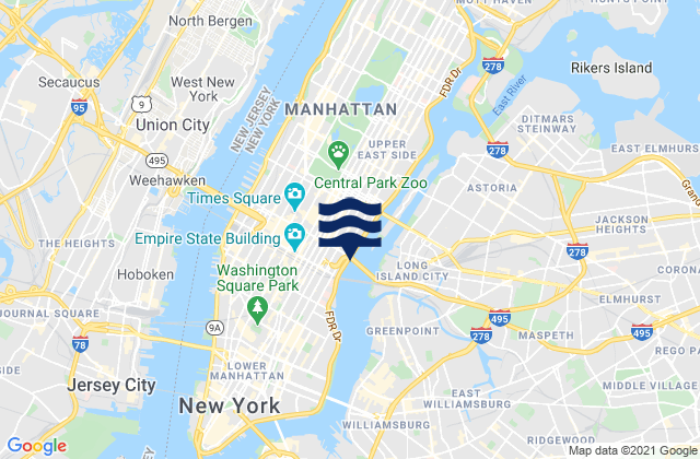 Mappa delle maree di New York City (East 41st Street), United States