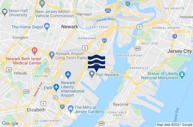 Mappa delle maree di Newark, United States
