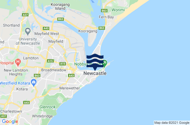 Mappa delle maree di Newcastle -The Harbour, Australia