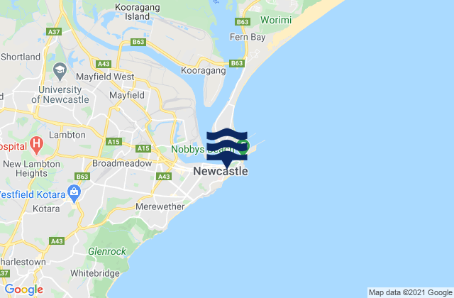 Mappa delle maree di Newcastle Beach, Australia