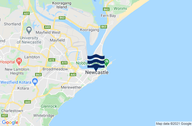 Mappa delle maree di Newcastle, Australia