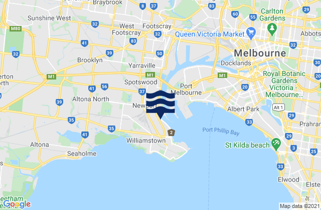 Mappa delle maree di Newport, Australia
