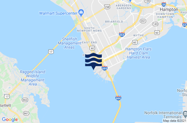 Mappa delle maree di Newport News, United States