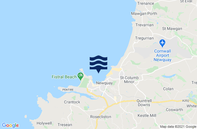 Mappa delle maree di Newquay - Towan / Great Western, United Kingdom
